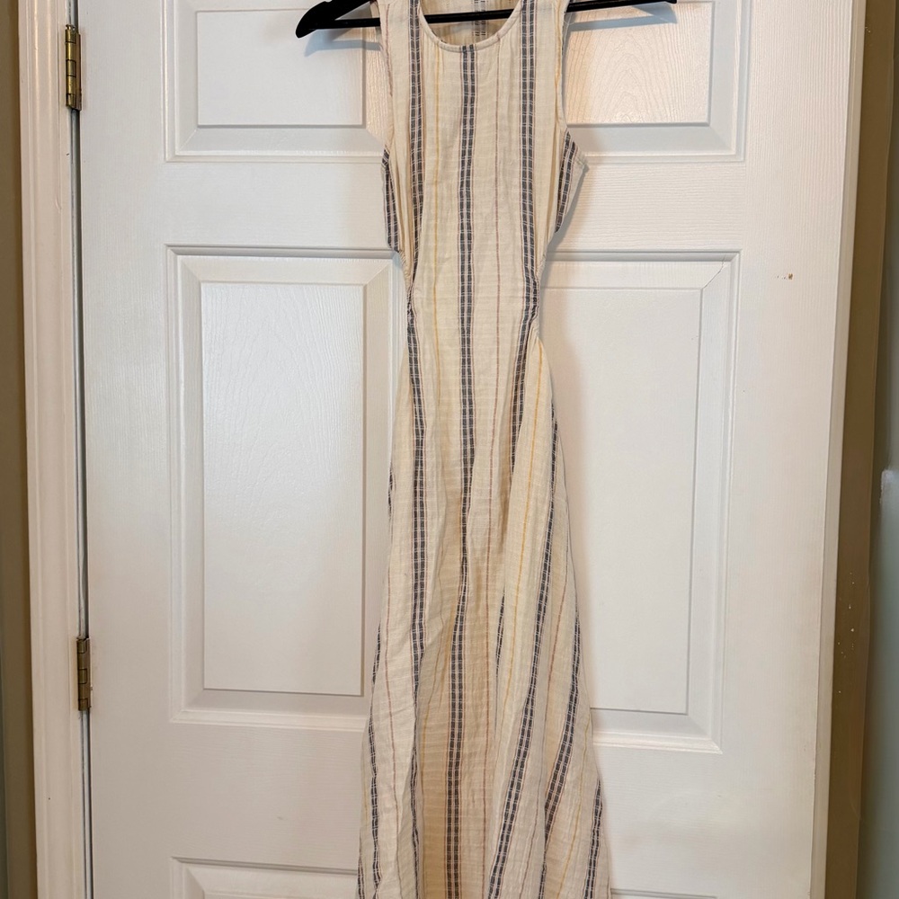Madewell Cream and Blue Striped Maxi Dress